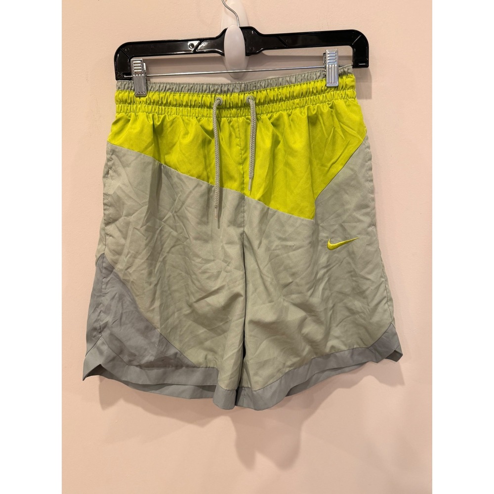 Nike Mens Ripstop Colorblock Athletic Shorts Green Grey Lime Yellow Small